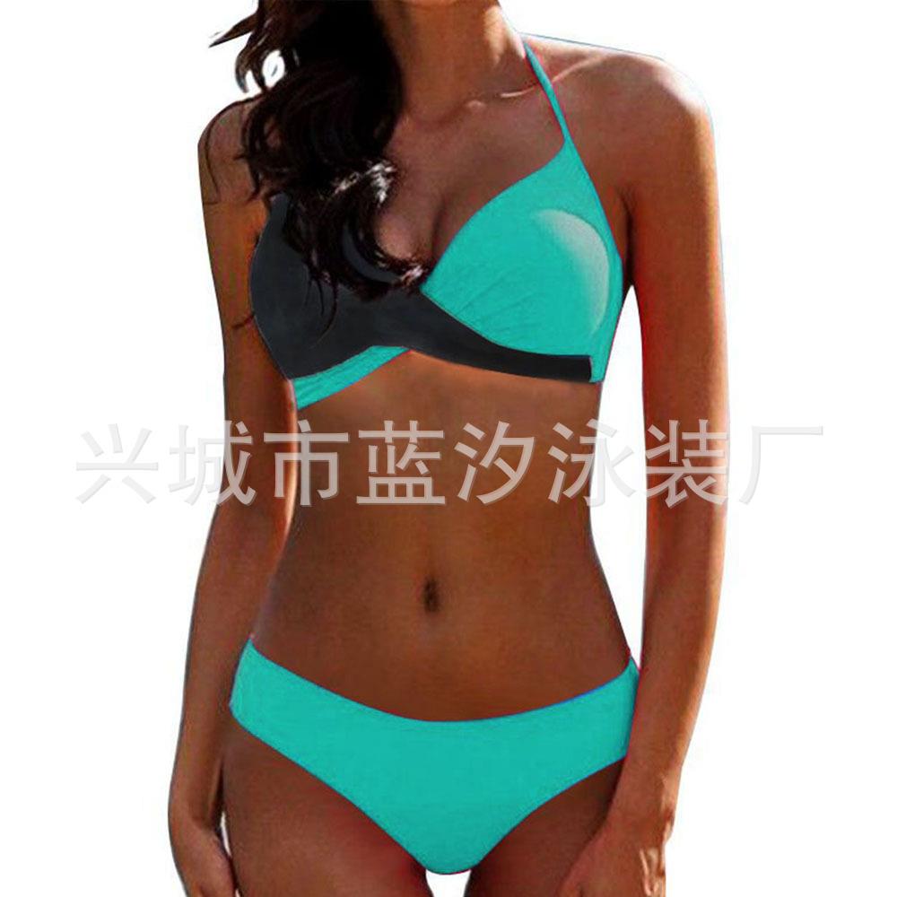 Lanxi sexy hard-pack split swimsuit color matching