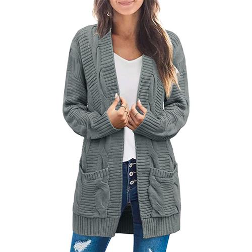 double size womens twisted cardigan mid-length jacket Plus
