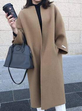 women solid autumn tube winter straight version fit coat