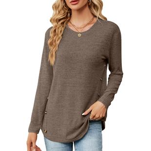 loose vintage solid casual women autumn for color shirts