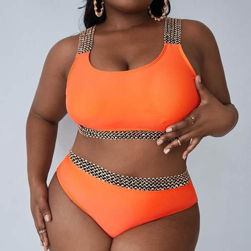 women's solid color bikini swimsuit plus size