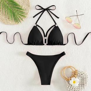 split beautiful slim Contrast sexy bikini color swimsuit