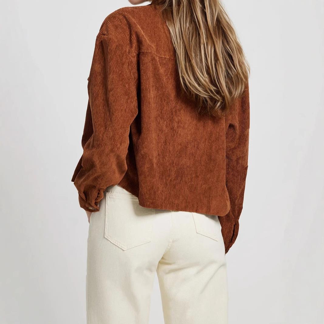 fashion light cropped and clothes button autumn women