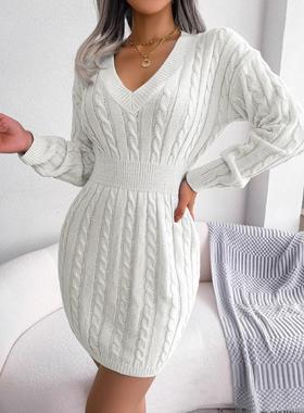 sweater dress for women  autumn winter long slim waist