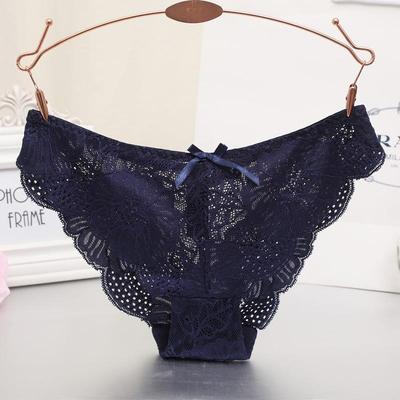 Womens sexy hollow lace low waist briefs ruffled bowknot