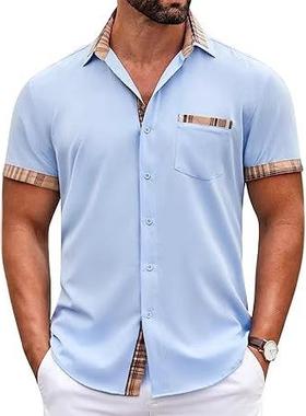 mens shirt springsummer leisure fashion button decorative