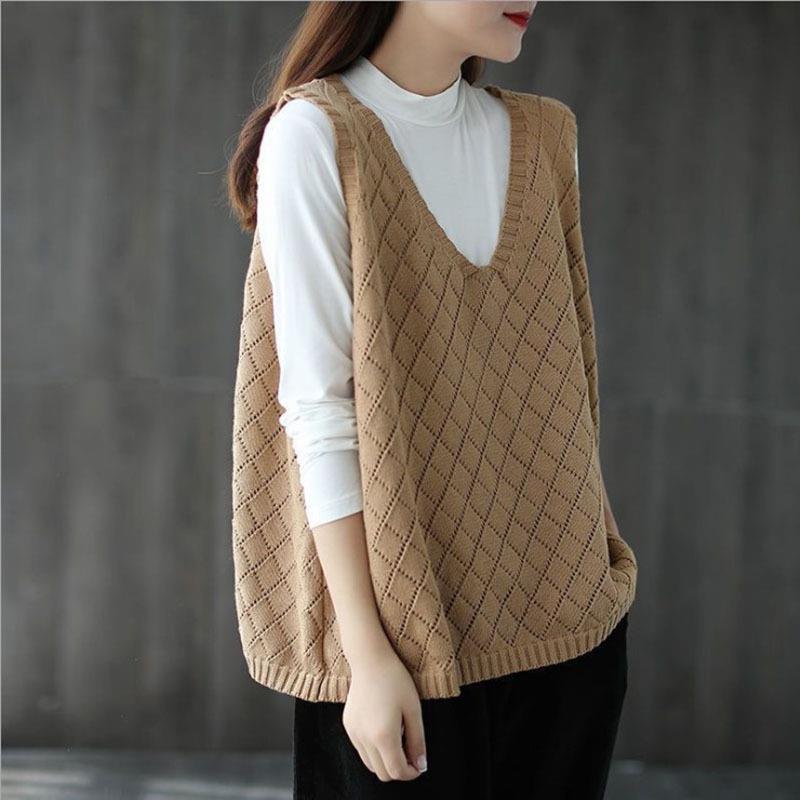 sweater I-shaped female hollow size large V-neck style