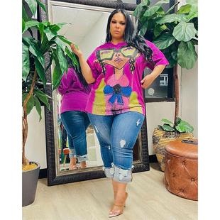 half sleeve dress round for diamond neck perm Fashion loose