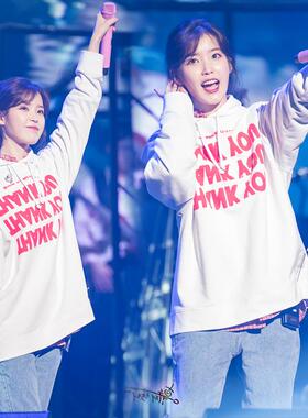 IU李知恩同款韩版ins上衣宽松连帽字母印花长袖chic套头外套卫衣