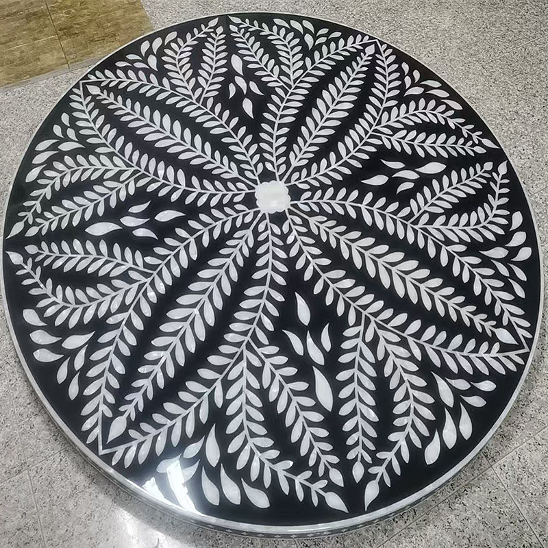 现货贝壳桌面螺钿工艺黑白台面玄关背景墙装饰餐茶几洗手台特价