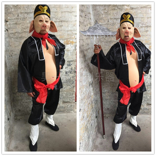 西游记演出服道具高仿真猪八戒面具头套乳胶面具衣服鞋子钉耙全套