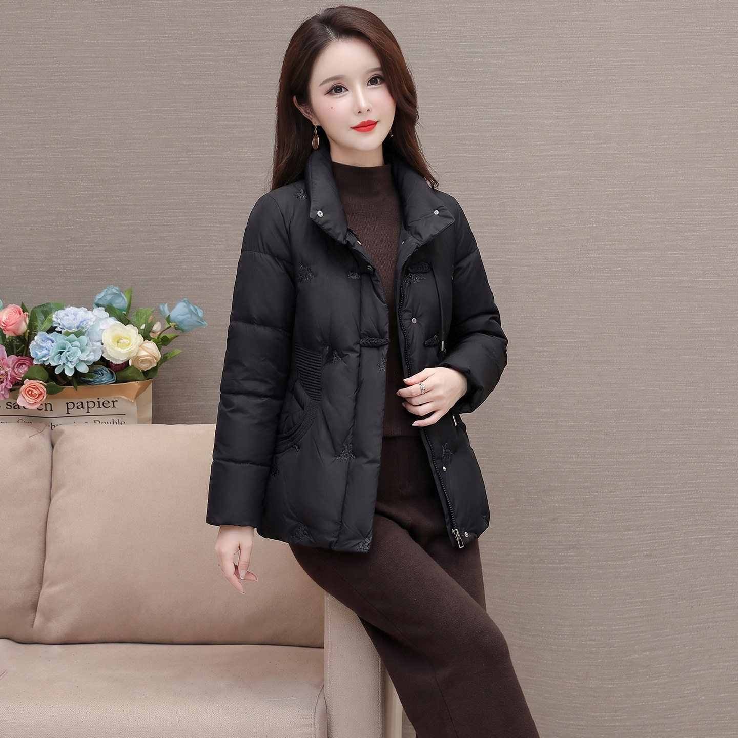 中青年女装冬季新款保暖棉袄短款中年妈妈加厚国风棉衣棉服小个子