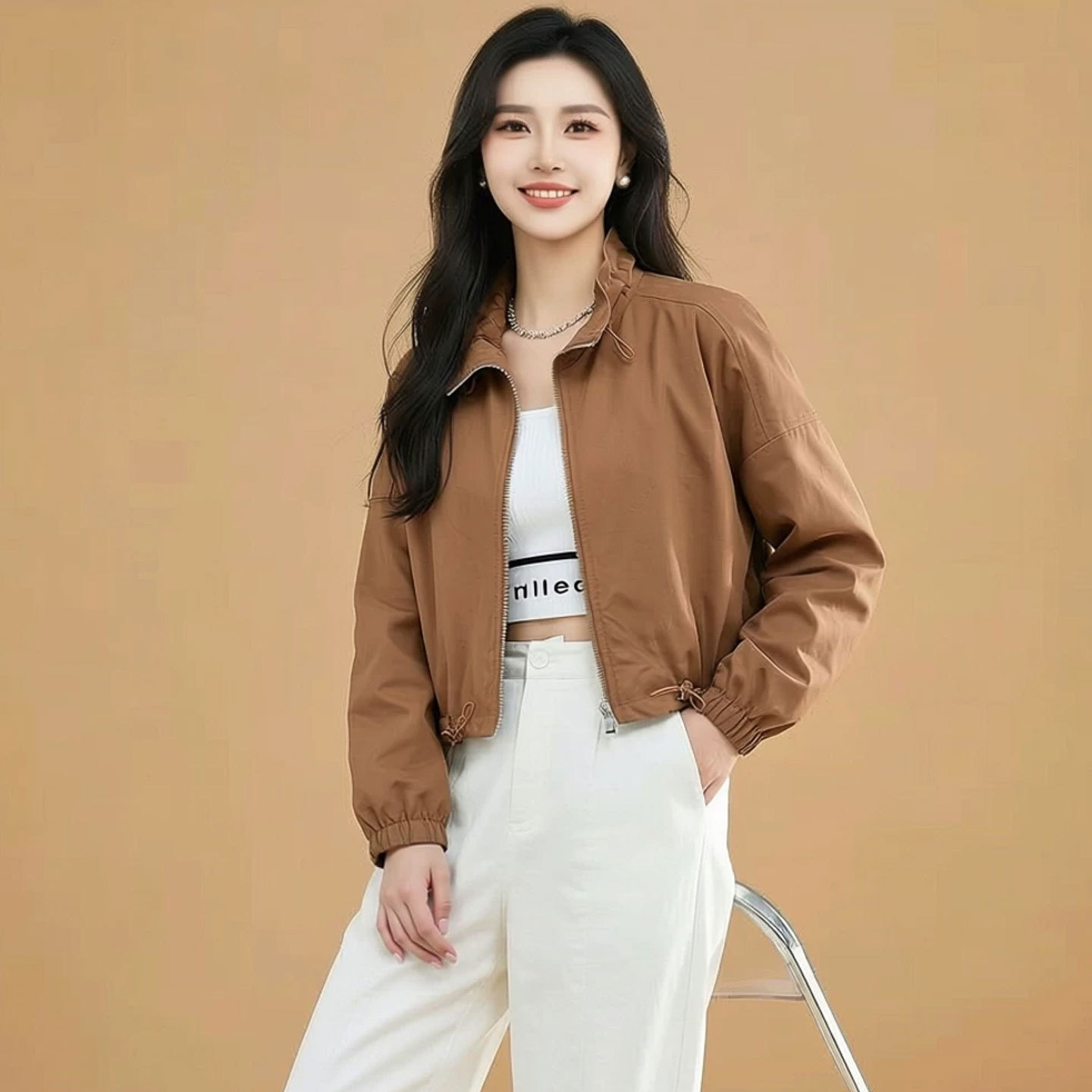中年妈妈春秋装外套短款2026新款洋气风衣中青年女装休闲夹克上衣