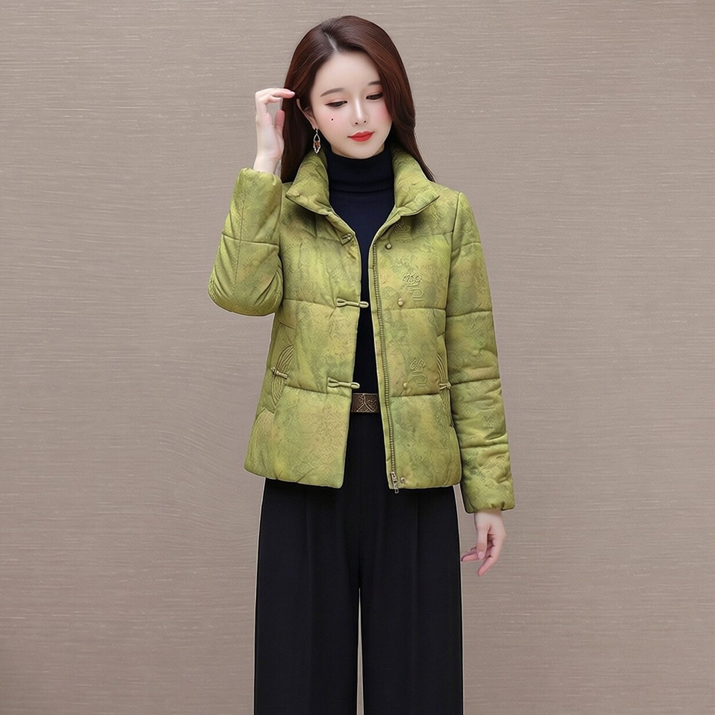 中年妈妈装加厚棉衣外套短款冬季新款时尚百搭立领保暖棉服棉袄女