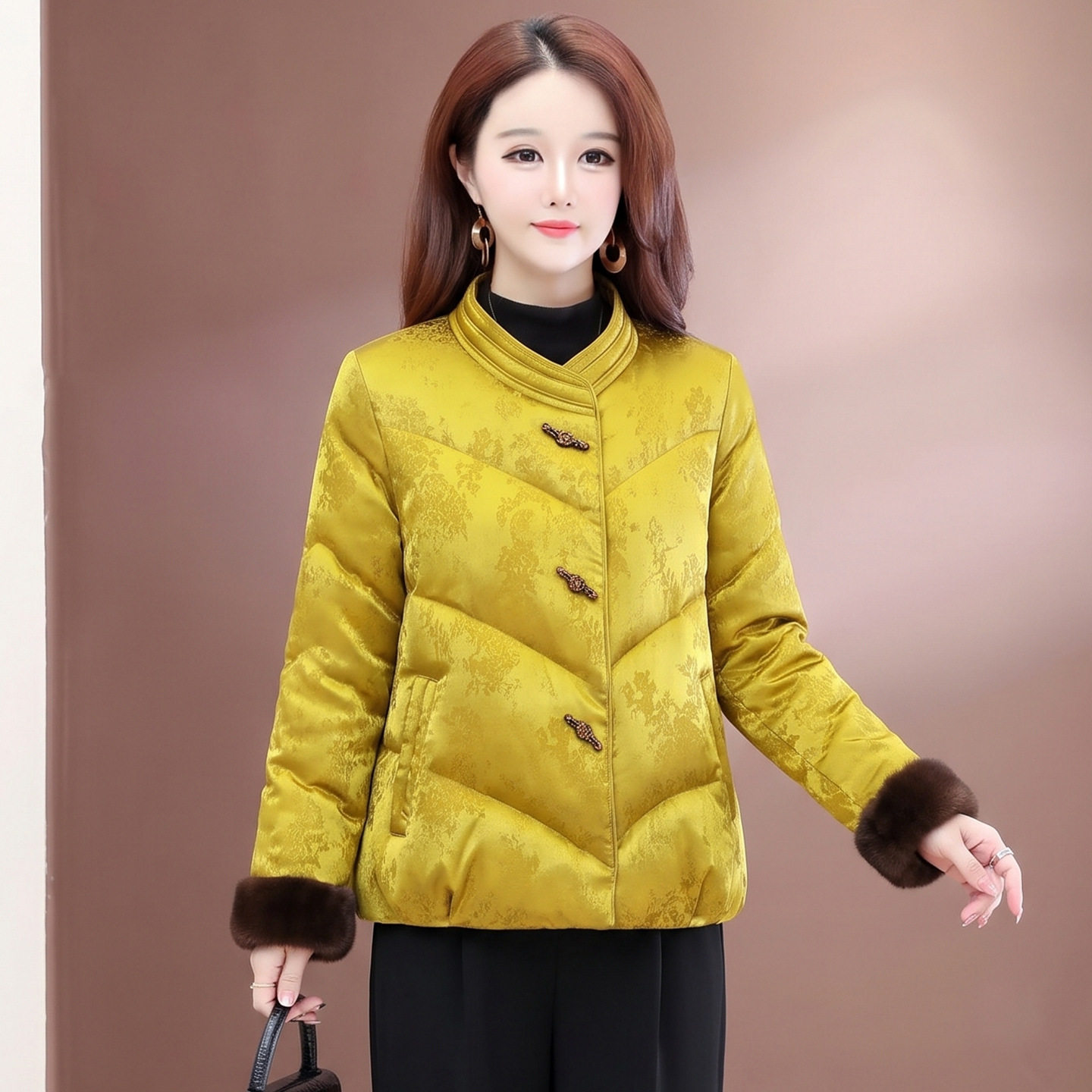 新中式国风红色短款羽绒服女2026冬季新款时尚气质妈妈装保暖外套