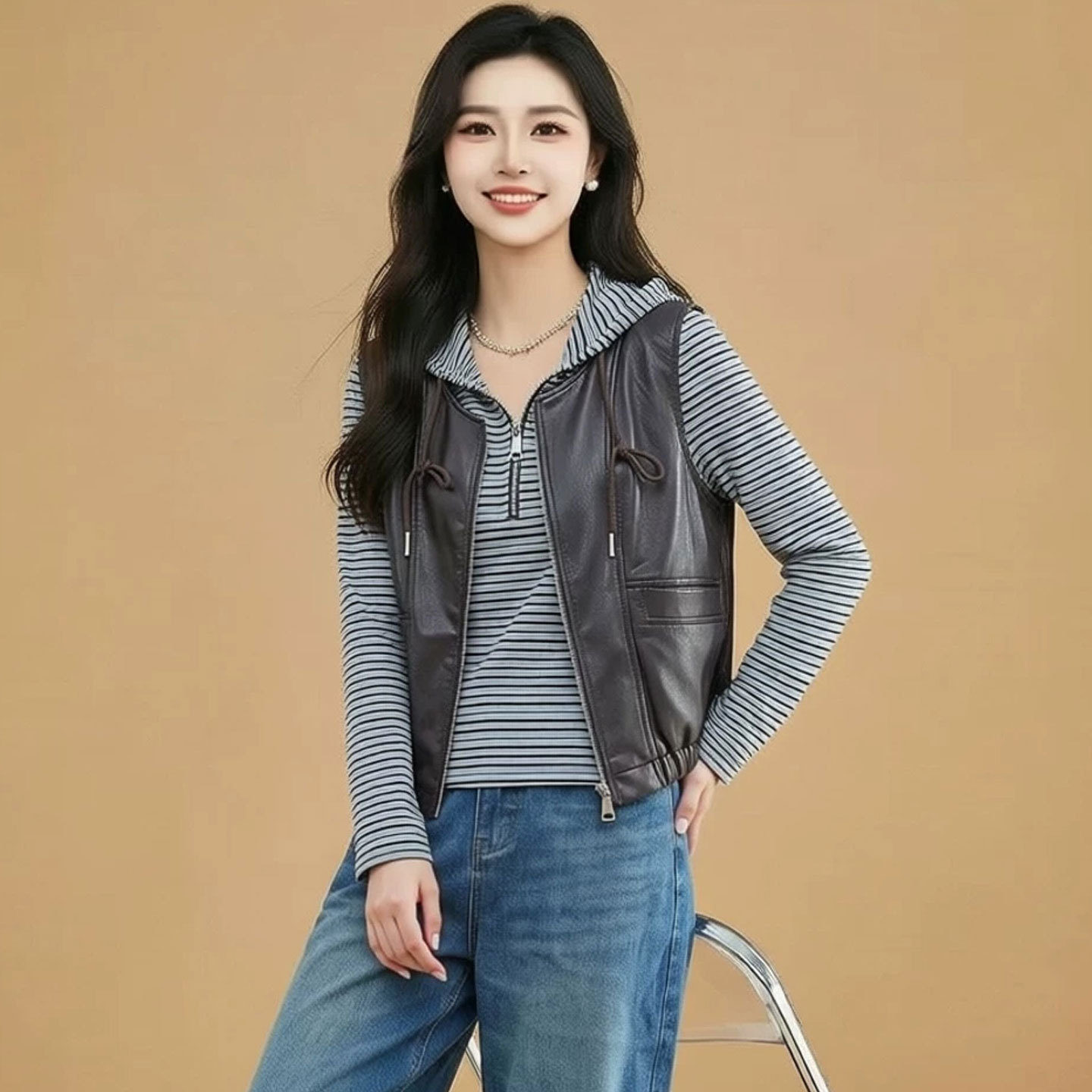 中年妈妈春秋装外套马甲两件套2026新款洋气中青年女休闲夹克马甲