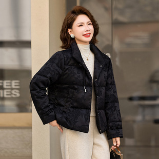新中式中老年女装羽绒服短款婆婆妈妈装保暖修身显瘦减龄保暖外套