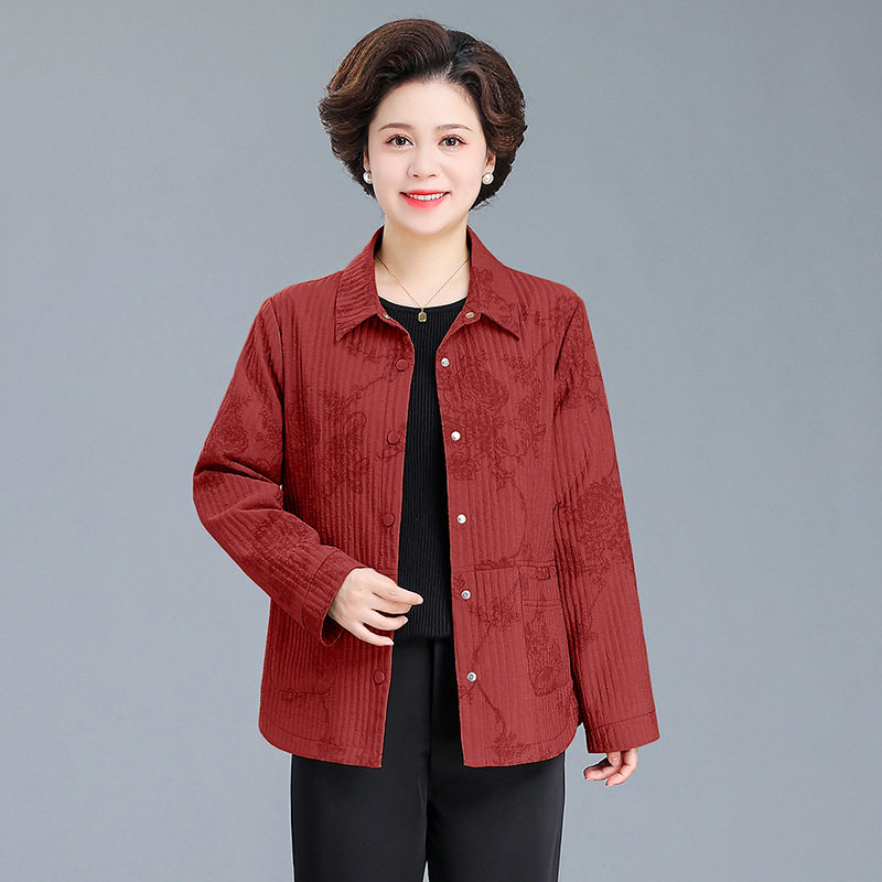 胖妈妈秋季薄款外套加肥加大码中老年人女奶奶宽松长袖衬衫小个子