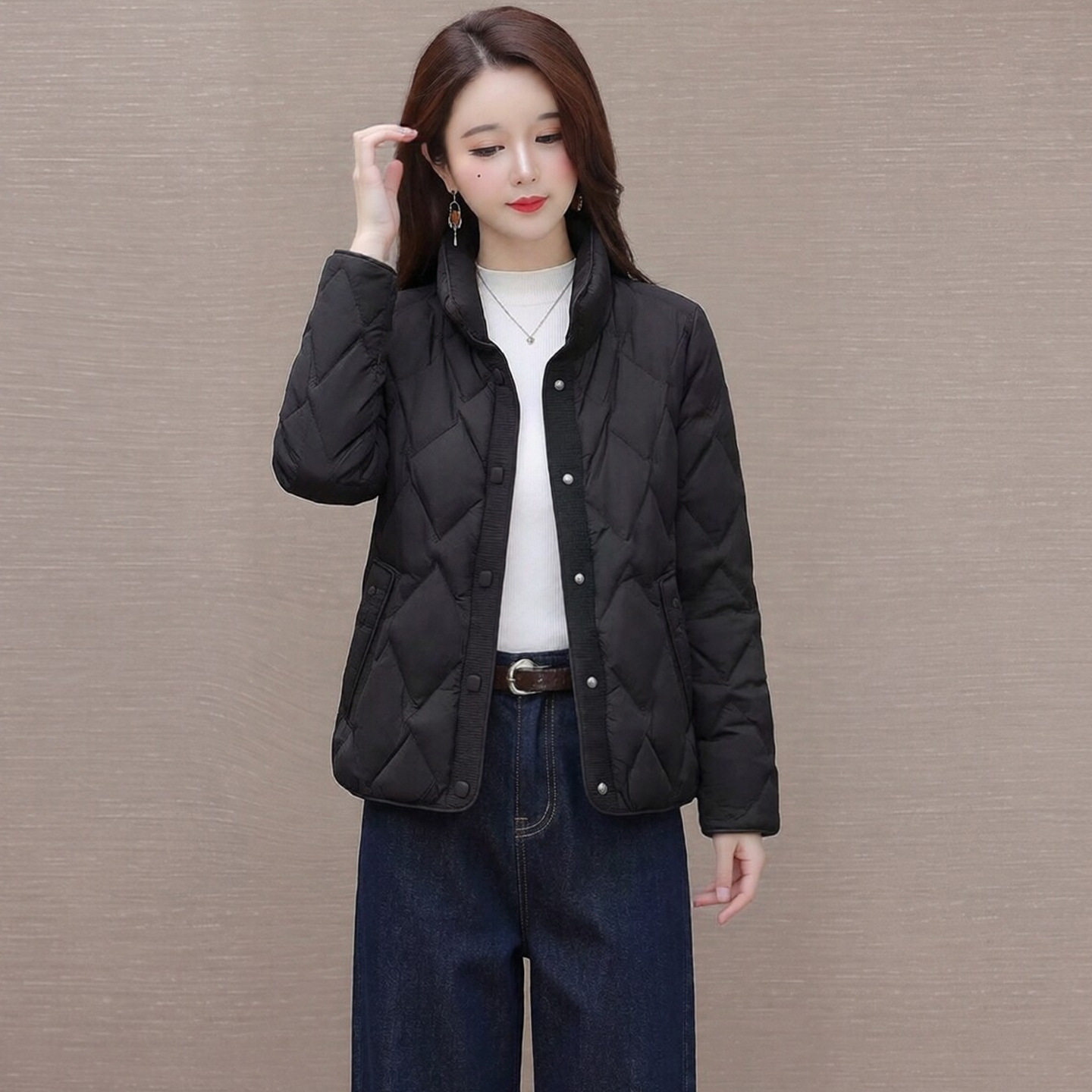 中年妈妈装时尚短款羽绒服中青年女装2026年冬季新款白鸭绒小个子