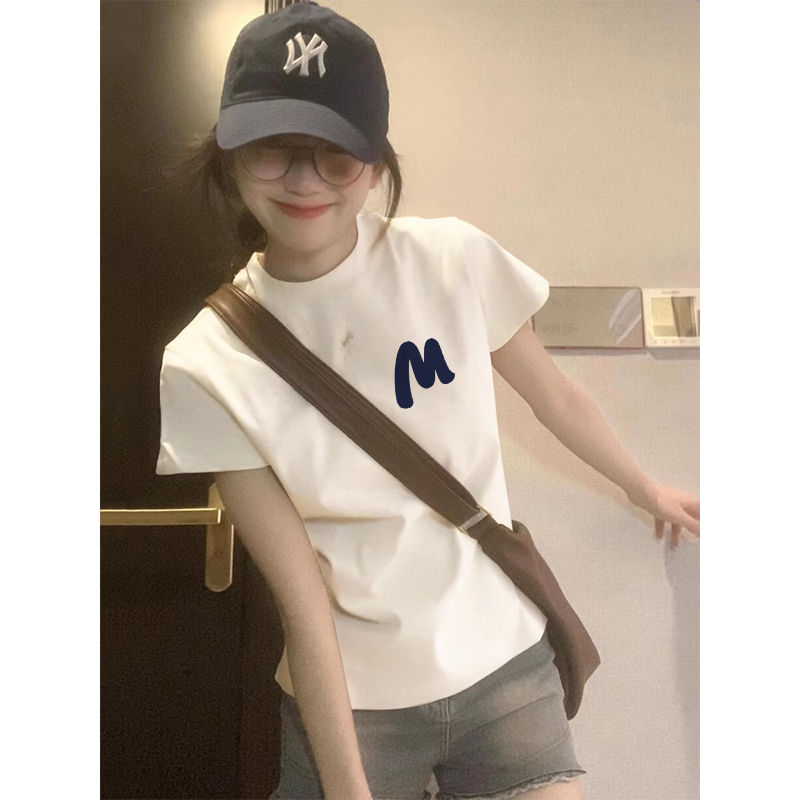240G纯棉美式欧货白色打底衫正肩短袖t恤女爆款夏季显瘦体恤上衣