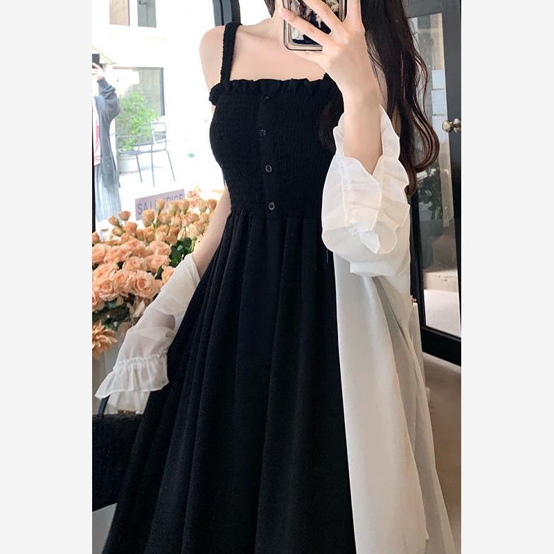 大码女装2025新款仙女吊带裙套装夏季胖mm显瘦防晒衣连衣裙两件套