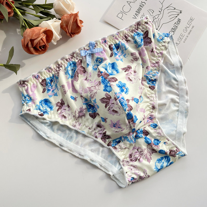 男士性感花朵印花内裤弹力柔软舒适棉裆纯欲透气男生三角裤