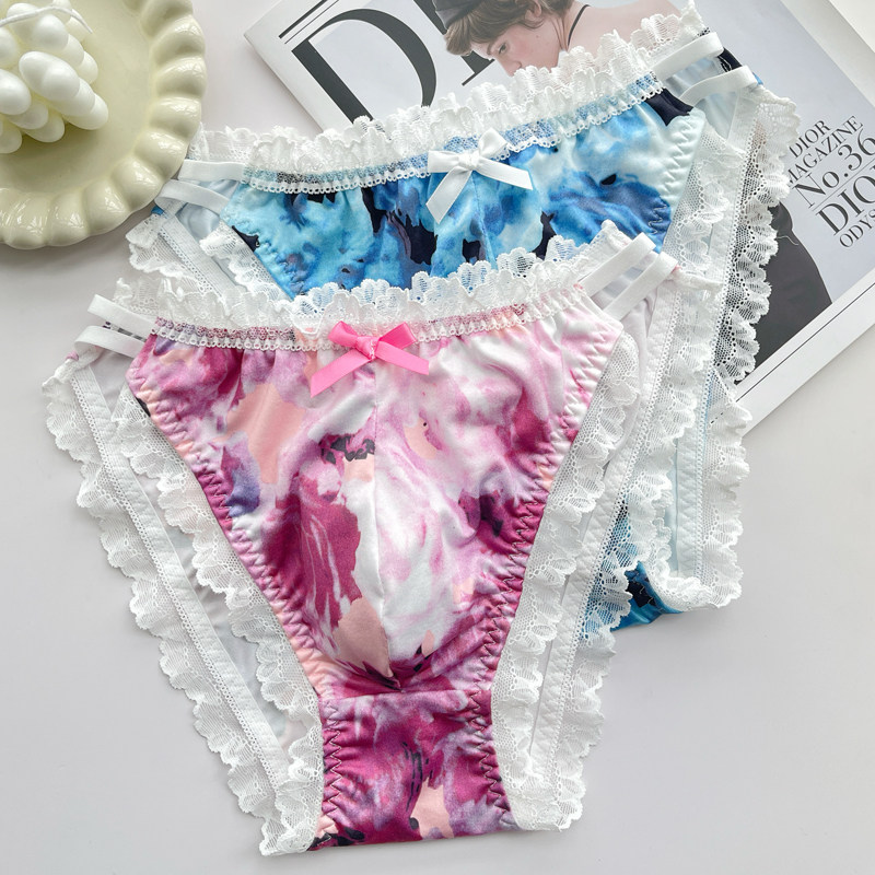 日系印花男士内裤性感蕾丝花边