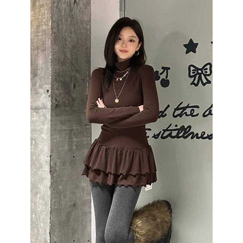 秋冬新款瑜伽t恤修身中款加长打底衫花边裙摆显瘦保暖内搭上衣女,女装/女士精品,大码内搭,淘宝优惠券,粉丝福利购,淘宝优惠卷