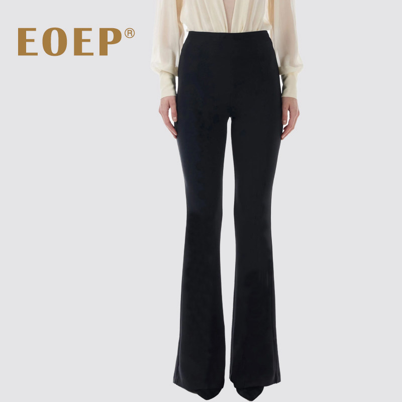 超显瘦！魔力紧身弹力喇叭裤西装裤子 女士黑色长裤 春夏