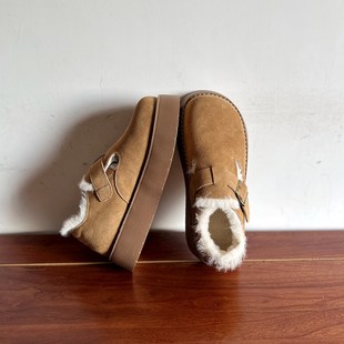 磨砂牛皮中跟厚底勃肯鞋 简约文艺森女鞋 2025冬新品 棉鞋 烁掌柜