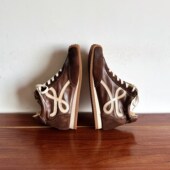 头层牛皮低跟系带高帮休闲鞋 男女同款 复古学院风手工真皮男鞋