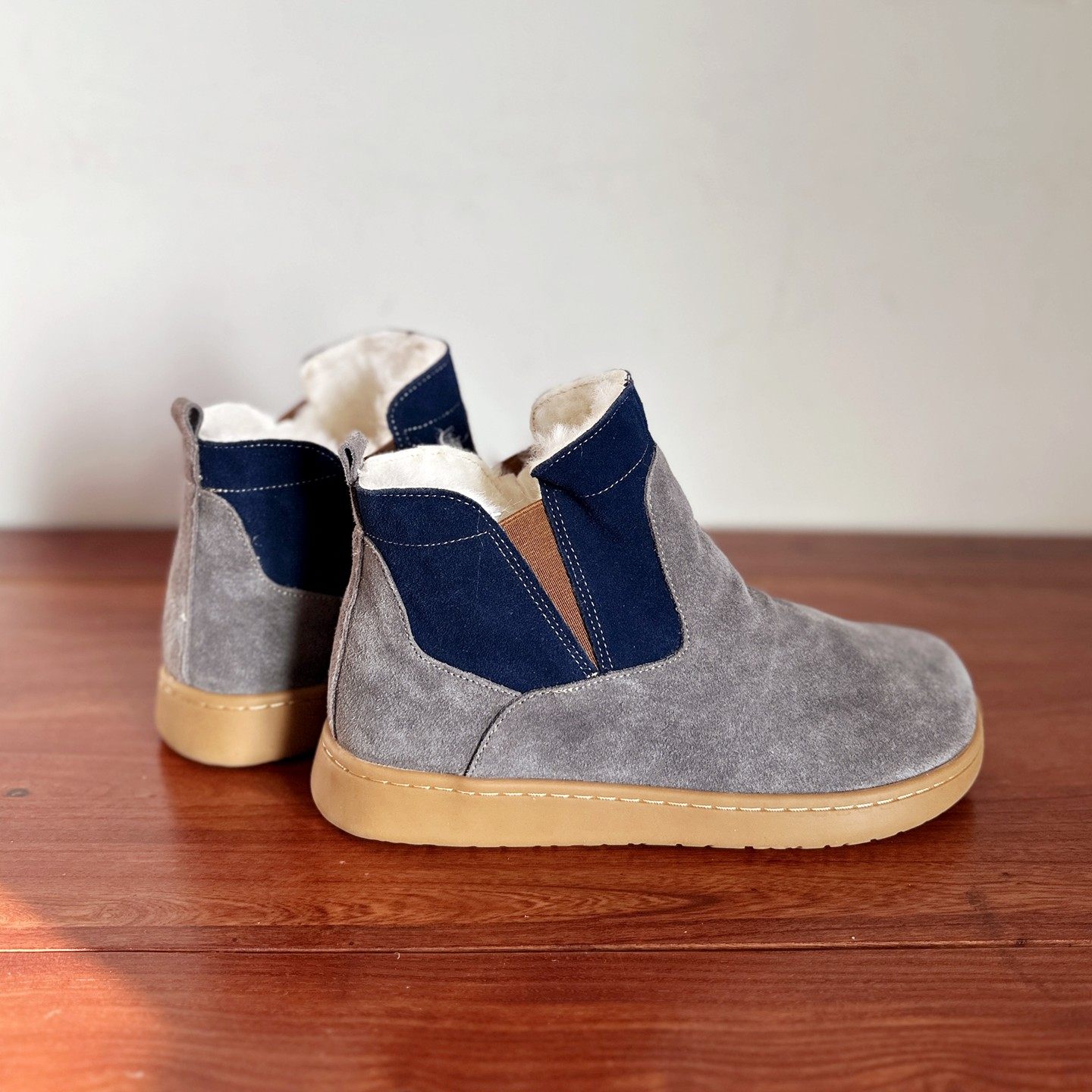 【烁掌柜】自制小众拼色设计百搭棉靴羊皮毛一体缝线版保暖雪地靴