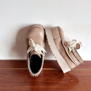 大圆头手工真皮女鞋 小众设计款 头层水洗牛皮松糕厚底鞋 烁掌柜