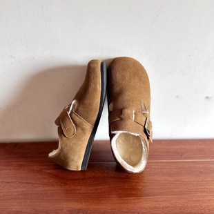 磨砂牛皮加绒保暖勃肯鞋 复古日系森女鞋 2025冬新品 棉鞋 烁掌柜