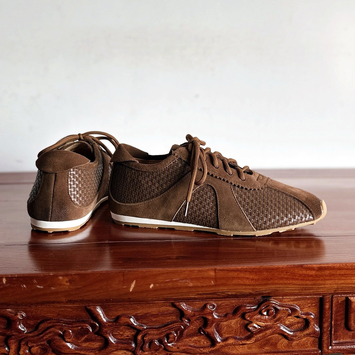 【烁掌柜】2026春复古学院风手工真皮女鞋头层编织牛皮平底德训鞋,女鞋,德训鞋,淘宝优惠券,粉丝福利购,淘宝优惠卷