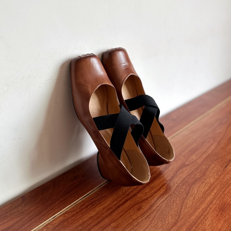 头层水洗牛皮芭蕾舞鞋玛丽珍鞋