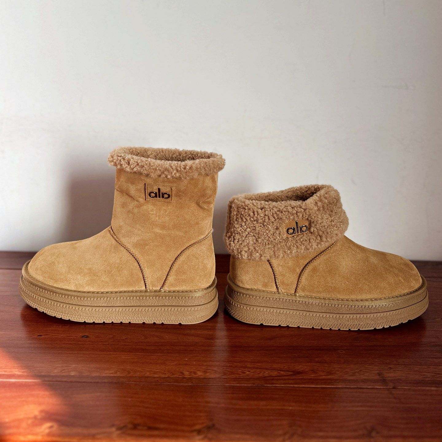 【两穿雪地靴】2025冬简约百搭牛反绒皮女靴加绒保暖中跟厚底棉靴,女鞋,时尚雪地靴,淘宝优惠券,粉丝福利购,淘宝优惠卷