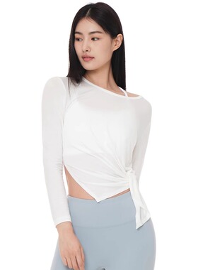 25年新品 瑜伽长袖罩衫 韩国andar打底衫不规则包臀宽松透气弹力