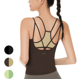26年新色韩国专柜 瑜伽美背假两件吊带 andar运动背心 内衣带胸垫