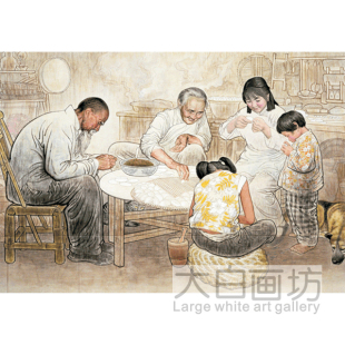 包饺子 装饰贴画东北饭馆饺子店面馆早餐店民俗画海报创意挂墙画