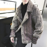 DY01红人同款外套男士皮毛一体加绒仿皮草夹克小伙加厚褂子潮，男装夹克，电商A1018-1