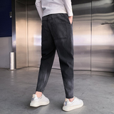 2024春夏牛仔裤男韩版潮流休闲痞帅束脚裤网红牛仔九分裤K128P60，男装休闲裤，电商A1018-1