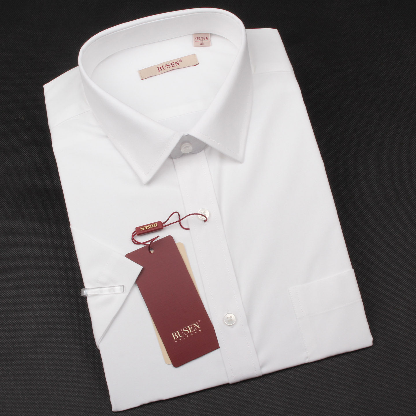 BUSEN步森衬衫商务职业装短袖衬衣男女纯白色工作服面试半袖衬褂