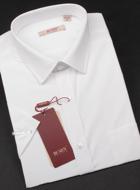 BUSEN步森衬衫商务职业装短袖衬衣男女纯白色工作服面试半袖衬褂