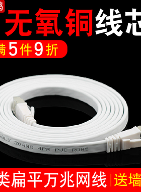 双喜鹊超6类七类纯铜扁平电脑网线万兆屏蔽网络跳线1m2m3m5米1.5