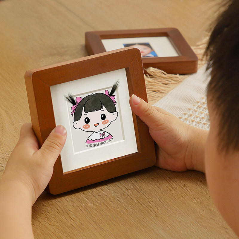 宝宝胎毛相框纪念品自制作收藏保存diy新生小孩婴儿胎发收纳画框