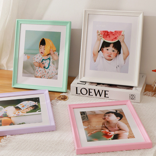 白色相框小清新洗照片做成摆台高级感10寸实木挂墙定制来图打印