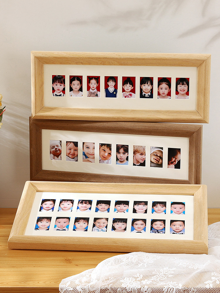 儿童证件照成长相框宝宝一周岁记录摆台婴幼儿百天2寸照片纪念框