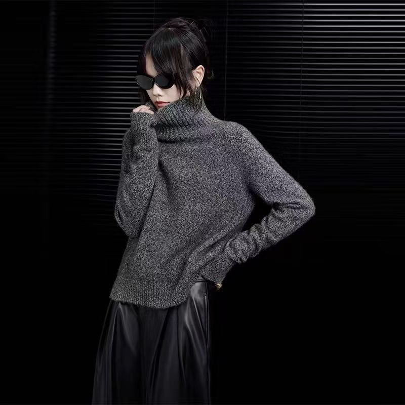 高领羊绒衫女宽松针织加厚毛衣