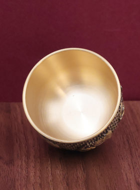 黄铜五牛龙凤供奉酒杯大杯子聚财中式书房办公桌创意摆件装饰礼品